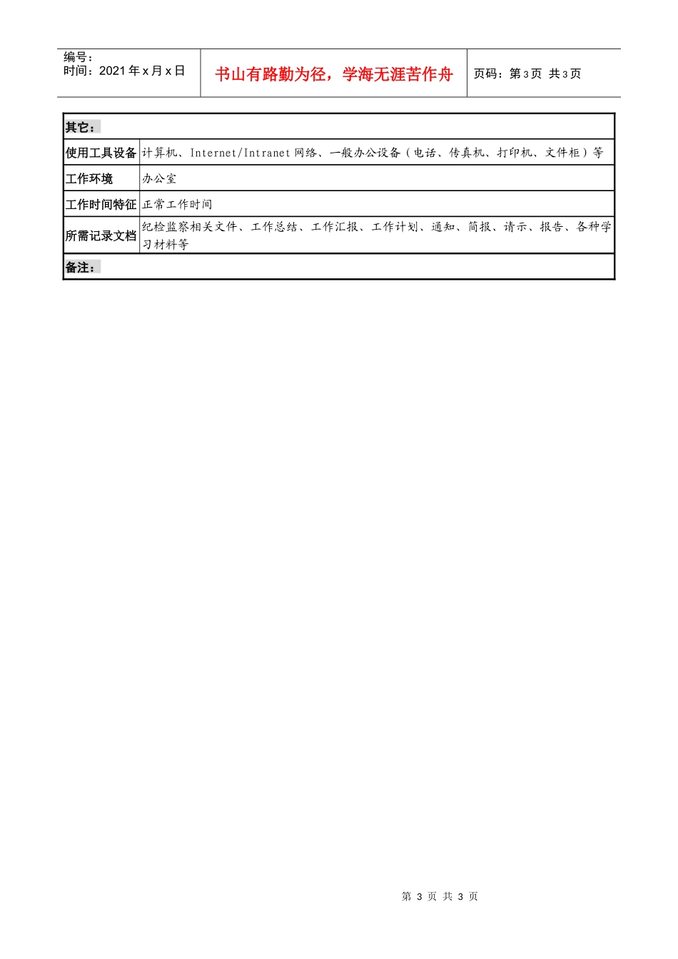 工业园政治工作部纪检监察岗位说明书_第3页