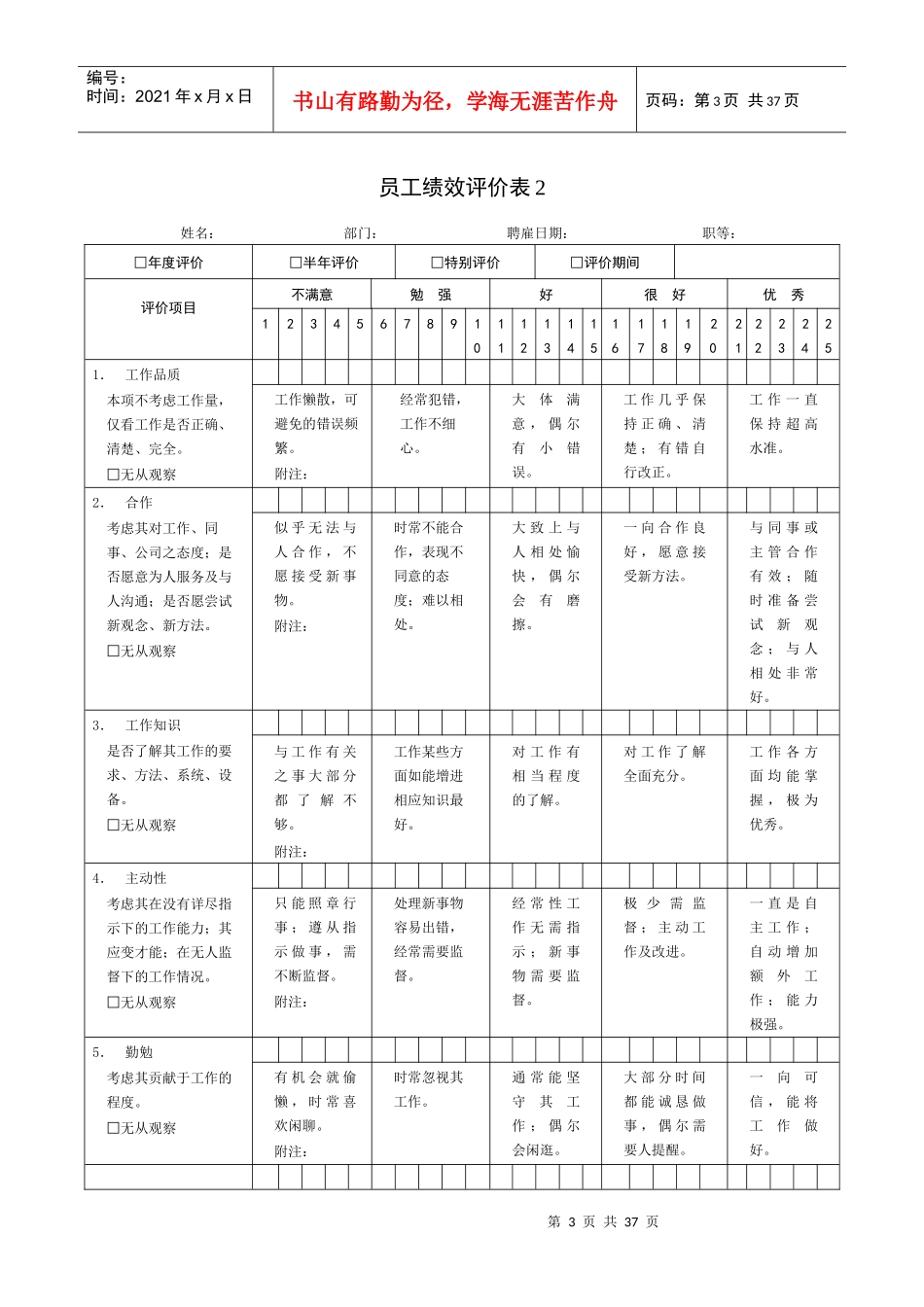 员工绩效评价表正式版_第3页