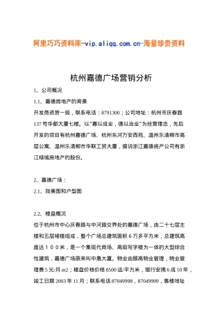杭州嘉德广场营销分析(6)