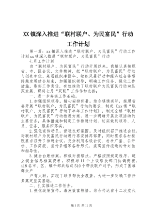 XX镇深入推进“联村联户、为民富民”行动工作计划