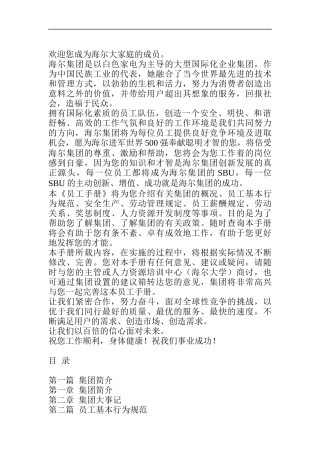 海尔集团员工管理规范手册