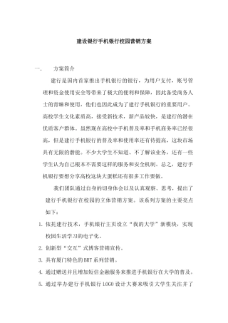 某手机银行校园营销方案