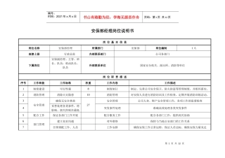 安保部、司机岗位说明书