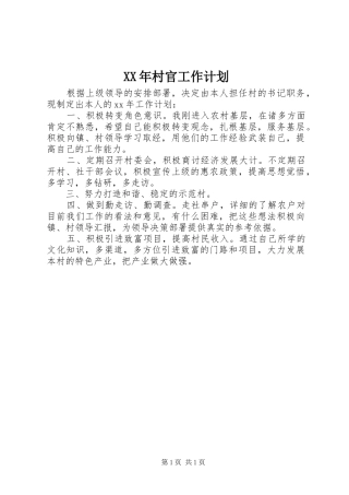 XX年村官工作计划