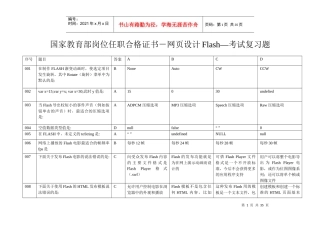国家教育部岗位任职合格证书-网页设计flash