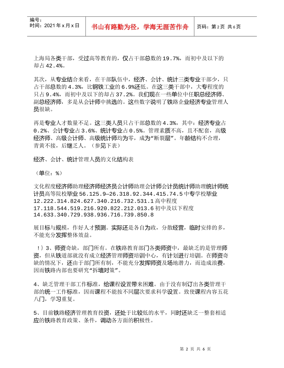 【精品文档-管理学】统一规划加速铁路经济管理人才的培养以适_第2页