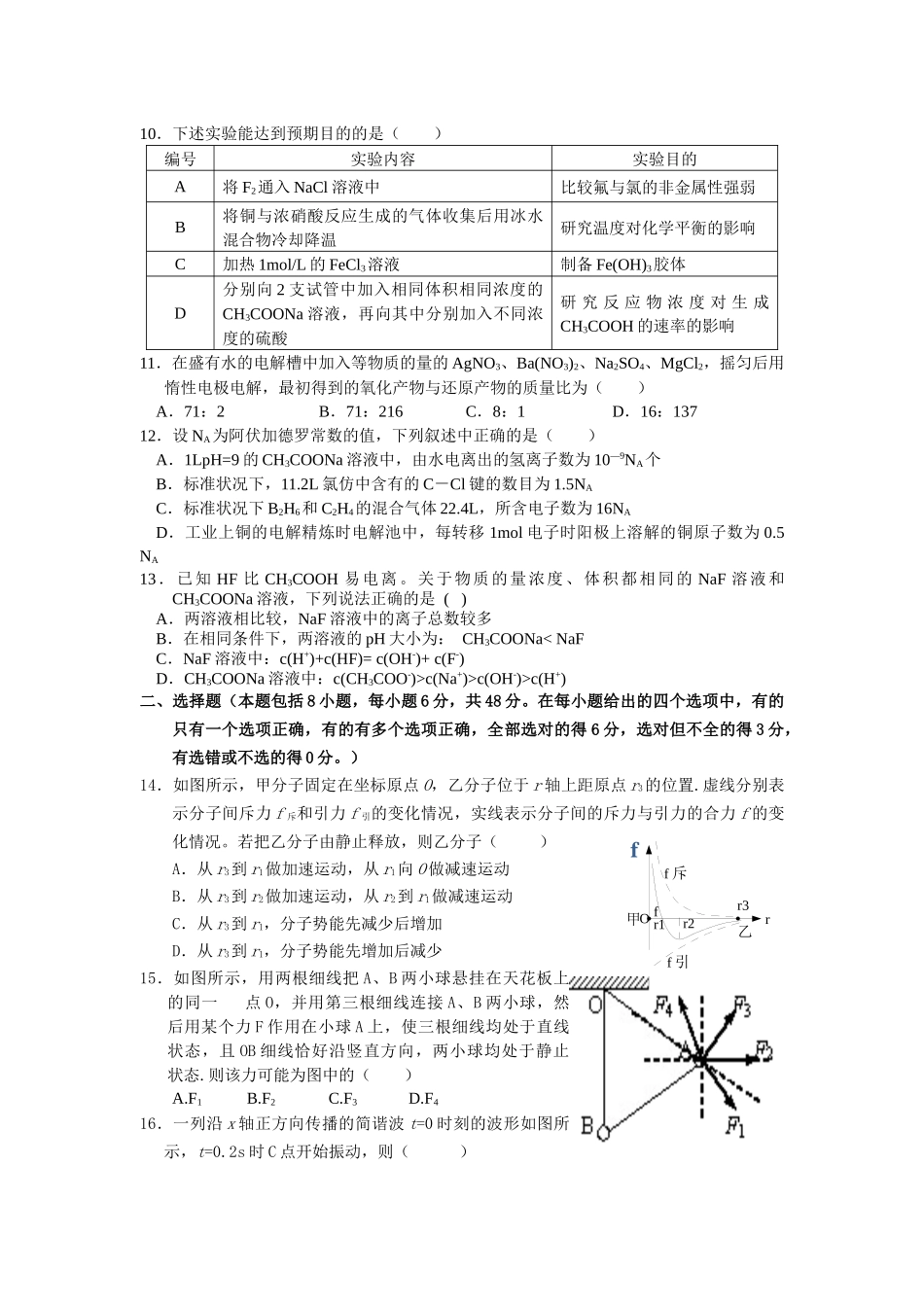 高三年级二月份调研考试理科综合试题_第3页