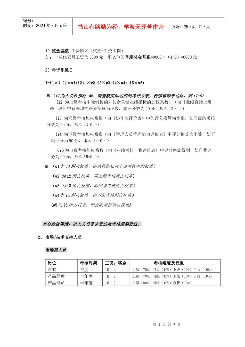 各岗位奖金数核算标准_第2页