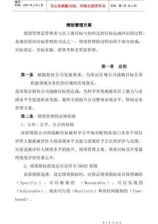 人力资源-2022JXG001--绩效管理方案