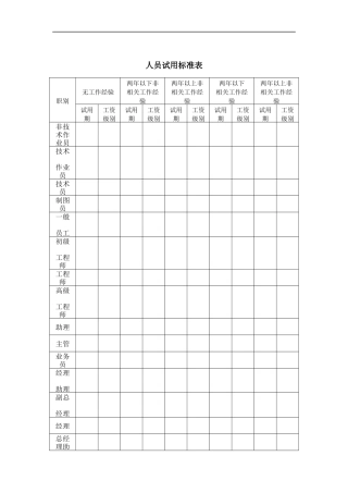 人员试用标准表