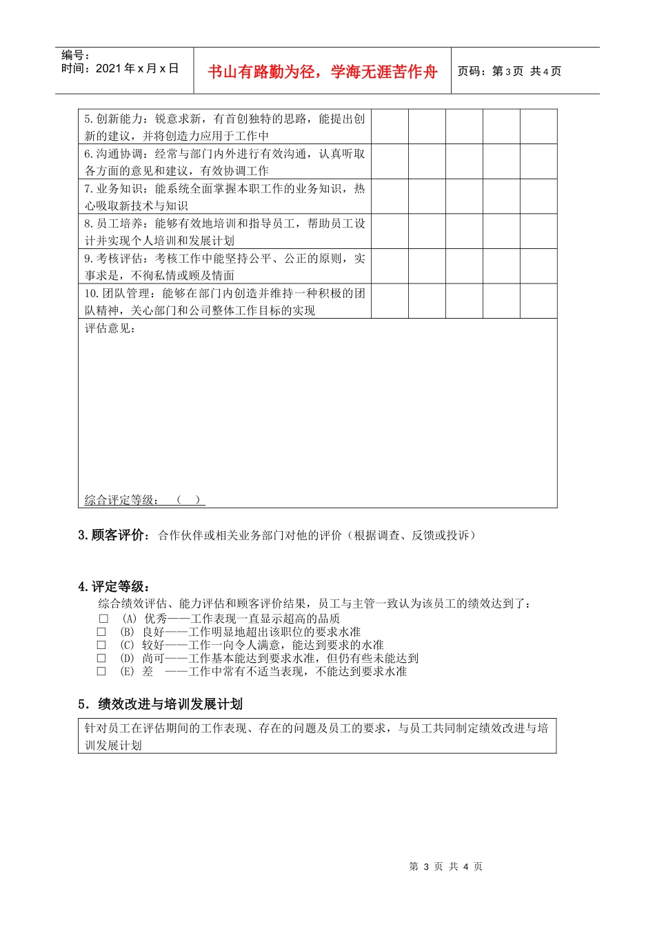 【品质表格】管理人员绩效考核表_第3页