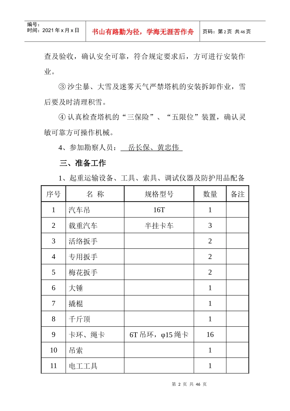 塔吊专项施工方案培训资料(doc 44页)_第2页