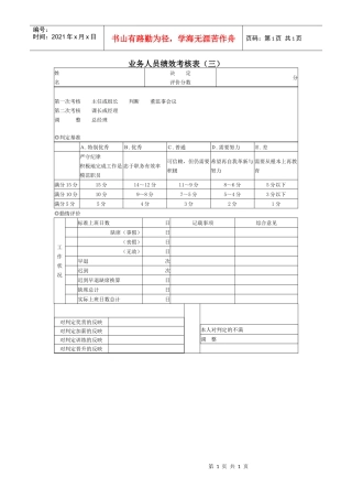 业务人员绩效考核表（C）