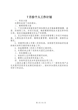7月份个人工作计划