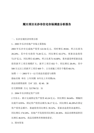 某项目长沙市住宅市场调研分析报告