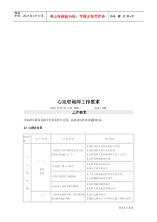 浅析心理咨询师工作要求