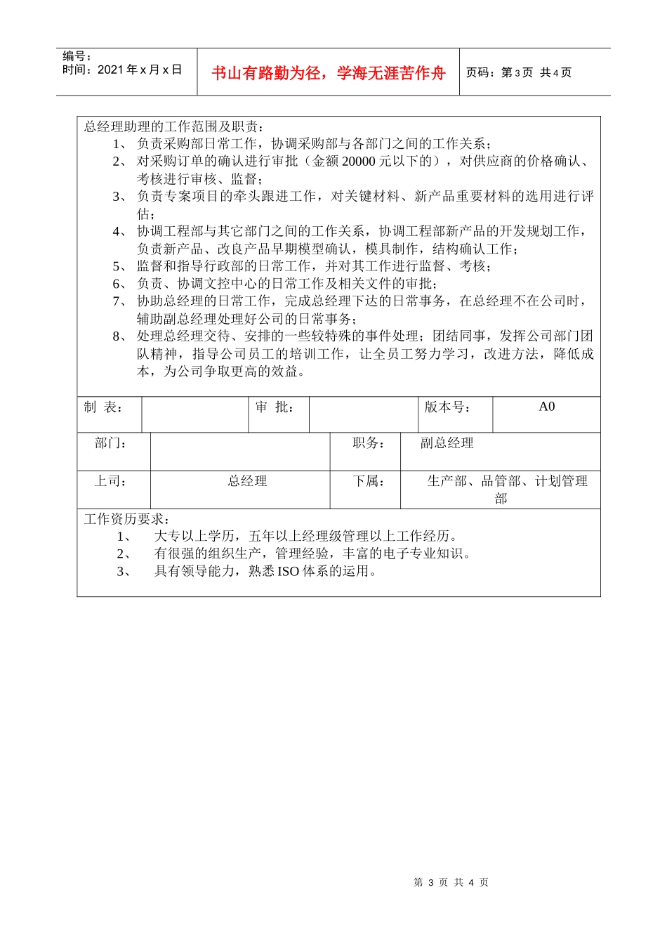 岗位职责08经理岗位职责及任职要求(DOC5)_第3页