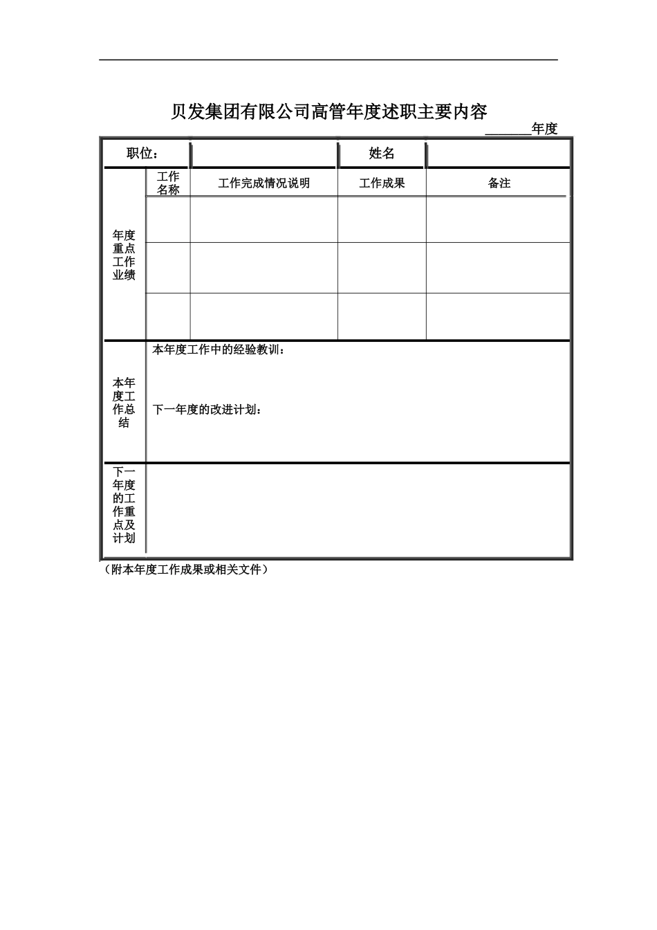 宁波贝发集团有限公司高管年度考核用表_第1页