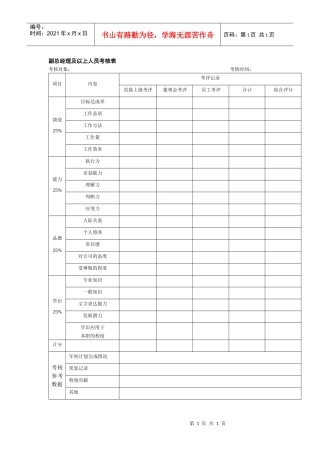 副总经理及以上人员考核表