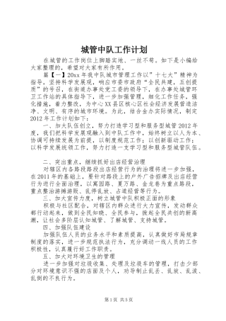 城管中队工作计划