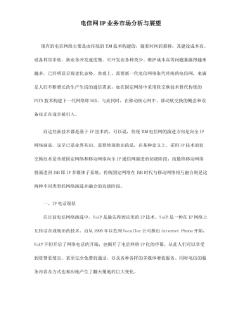 电信网IP业务市场分析与展望
