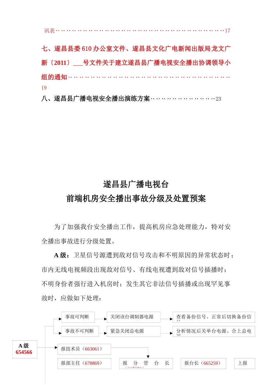 某电视台前端机房安全播出事故分级及处置预案_第3页