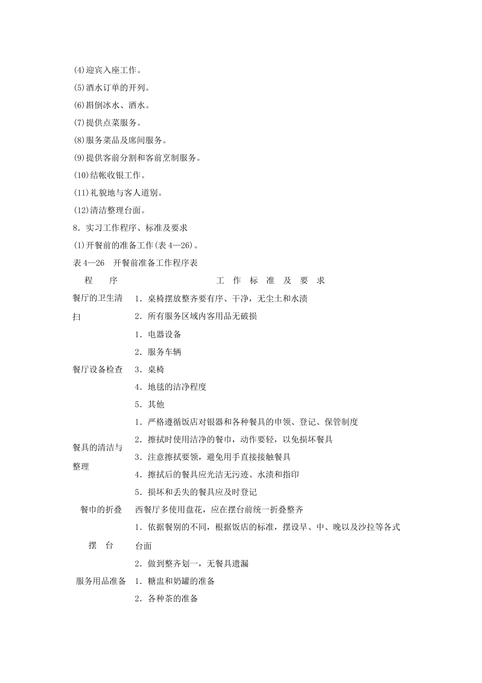 酒店西餐厅服务员岗位说明书_第2页