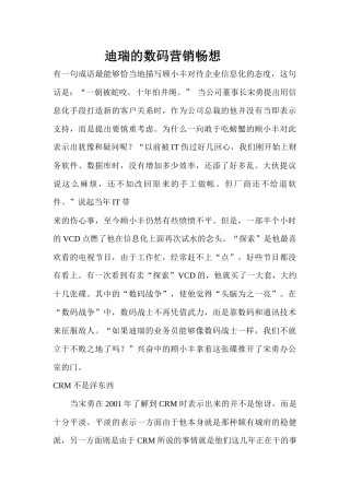 迪瑞的数码营销畅想
