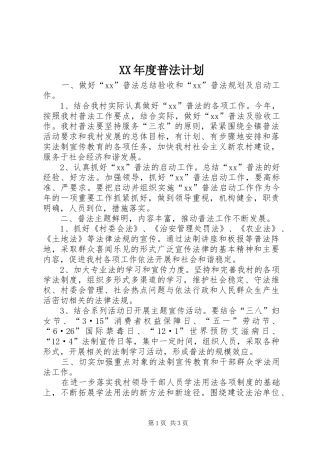 XX年度普法计划