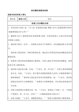 某饭店餐饮部服务标准——试用版--罗hua