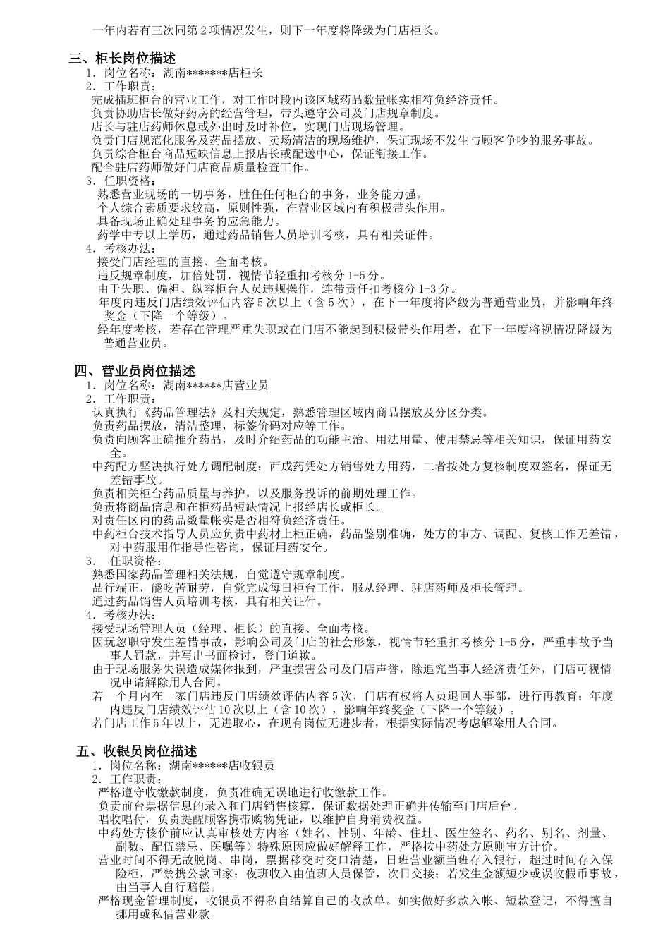 某连锁药门店岗位描述及考核办法_第3页