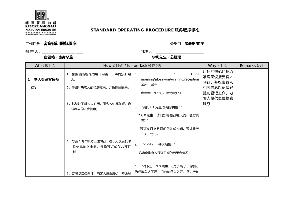 服务程序标准格式(前厅)_第1页