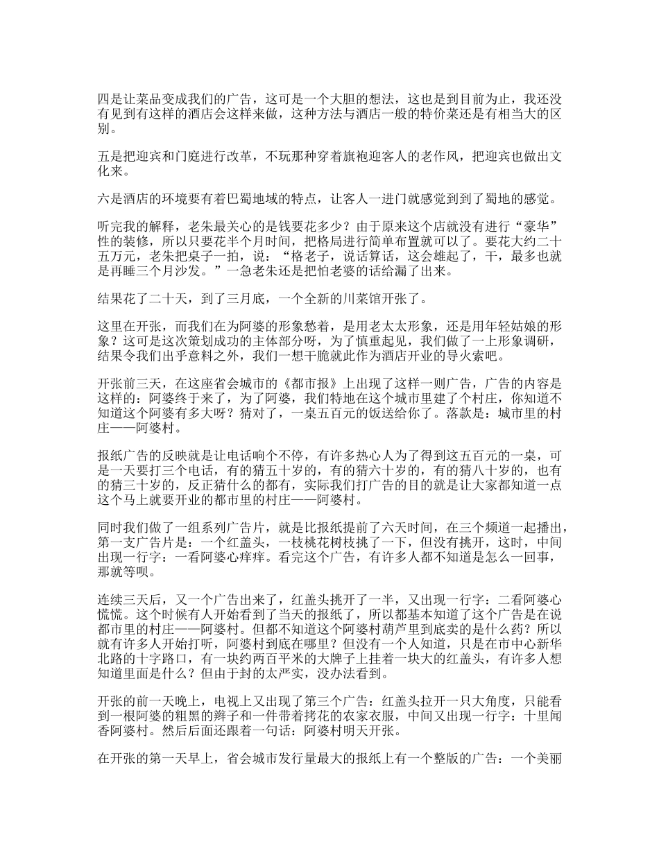 阿婆村小酒店营销整合纪实_第3页
