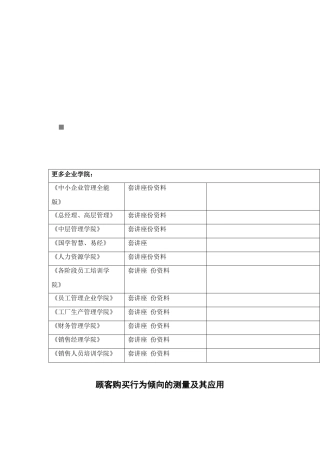 顾客购买行为倾向的测量与应用