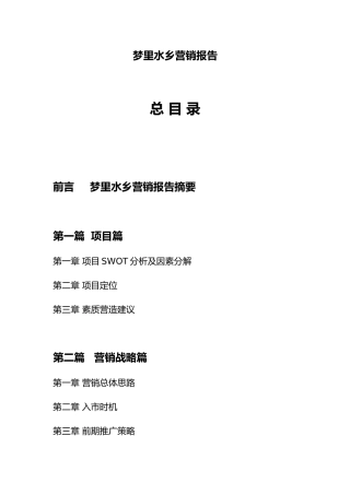 梦里水乡营销报告