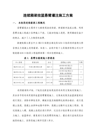 连续箱梁挂篮悬臂灌注施工方案