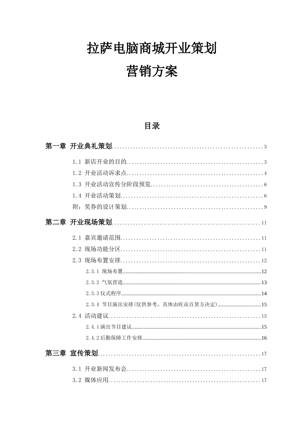 拉萨电脑城开业营销策划方案)_第1页