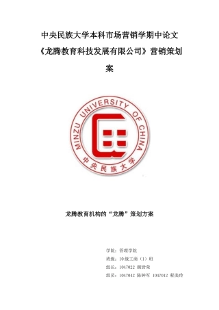 龙腾教育科技有限公司营销策划案