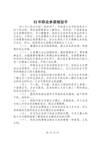 XX年职业承诺规划书