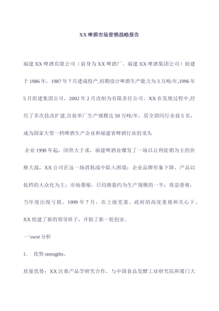 某某啤酒市场营销战略报告