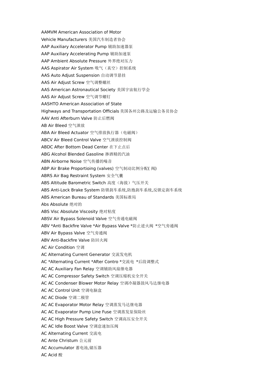 进口汽车维修技术缩略英语词典_第2页