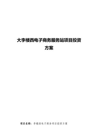 电子商务服务站项目投资方案