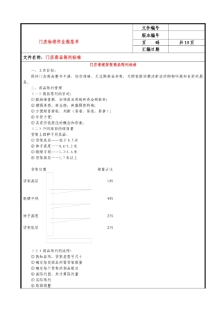 门店标准作业(商品陈列)规范书