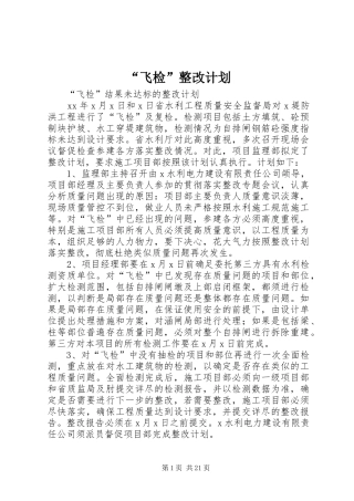 “飞检”整改计划