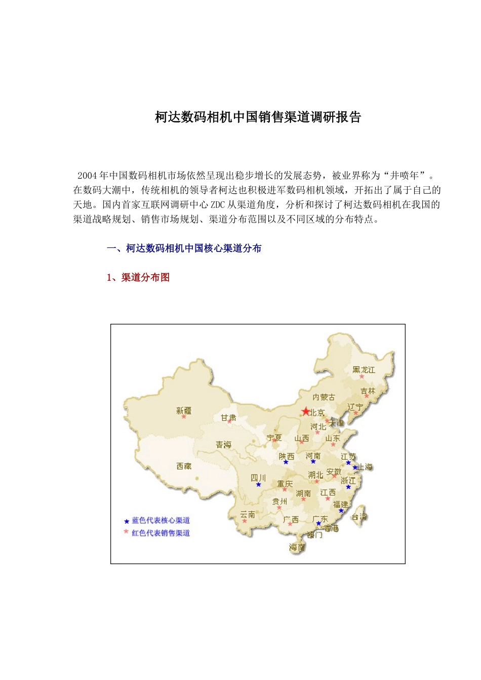 某品牌数码相机中国销售渠道调研报告_第1页