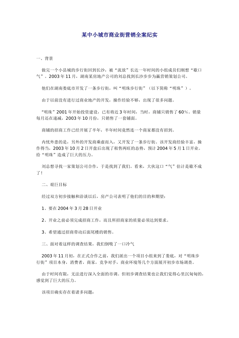 某中小城市商业街营销全案纪实_第1页