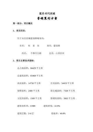 房地产行业某项目营销策划方案
