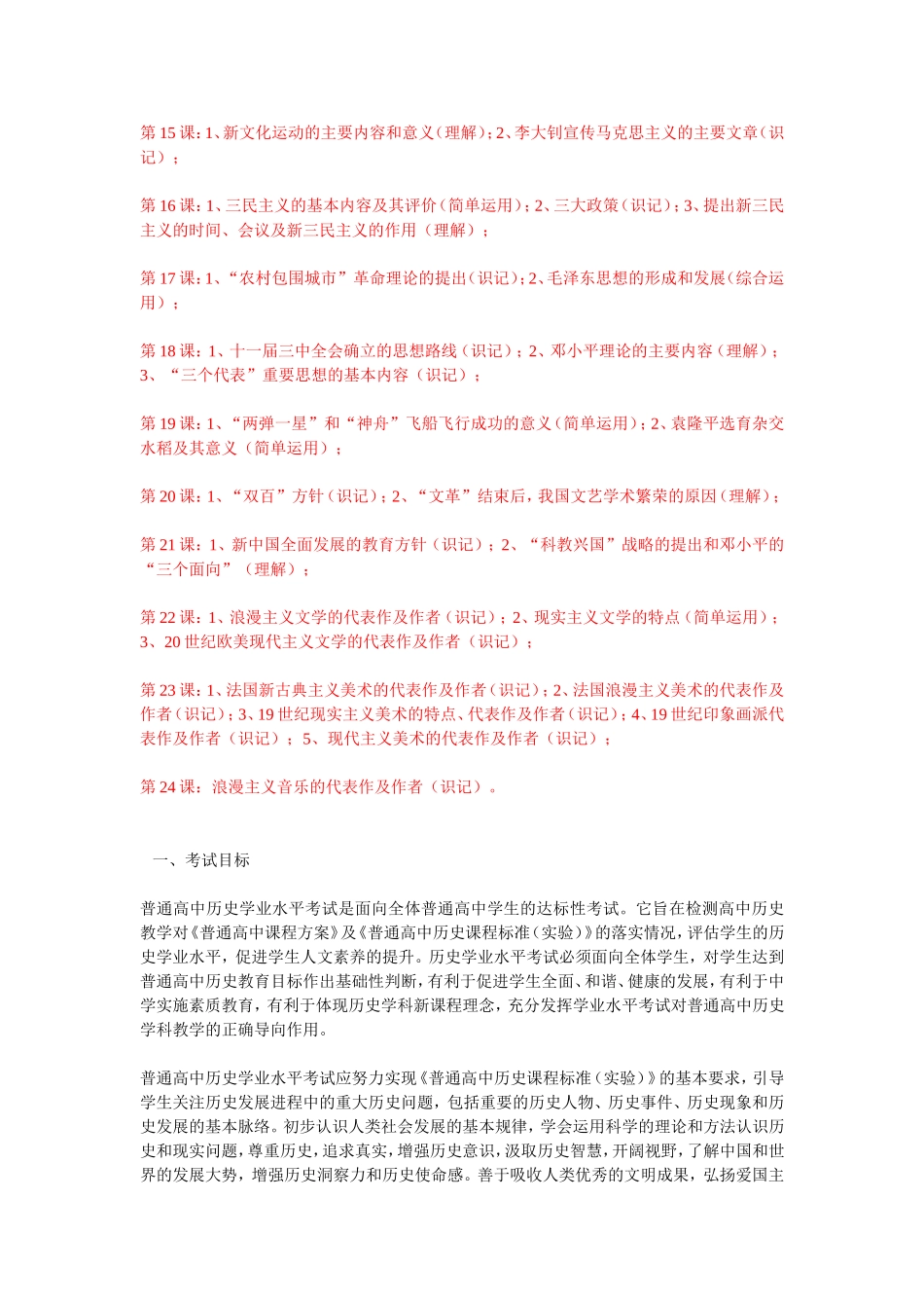 高中学业水平测试考纲_第2页