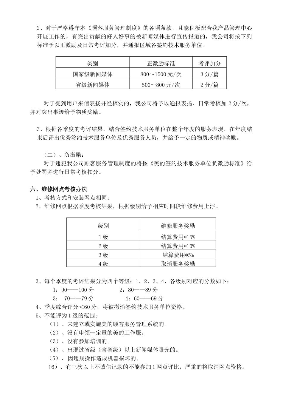 某电器公司04年度服务网点考评管理规定_第2页