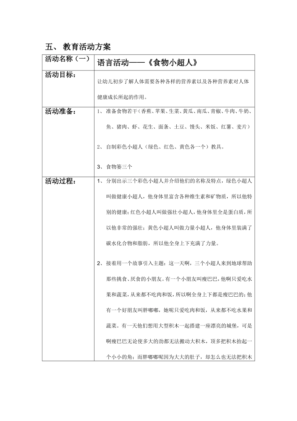 食物总动员大班主题活动方案_第3页